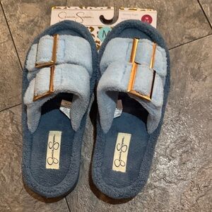 Jessica Simpson Light Blue Fuzzy Slippers